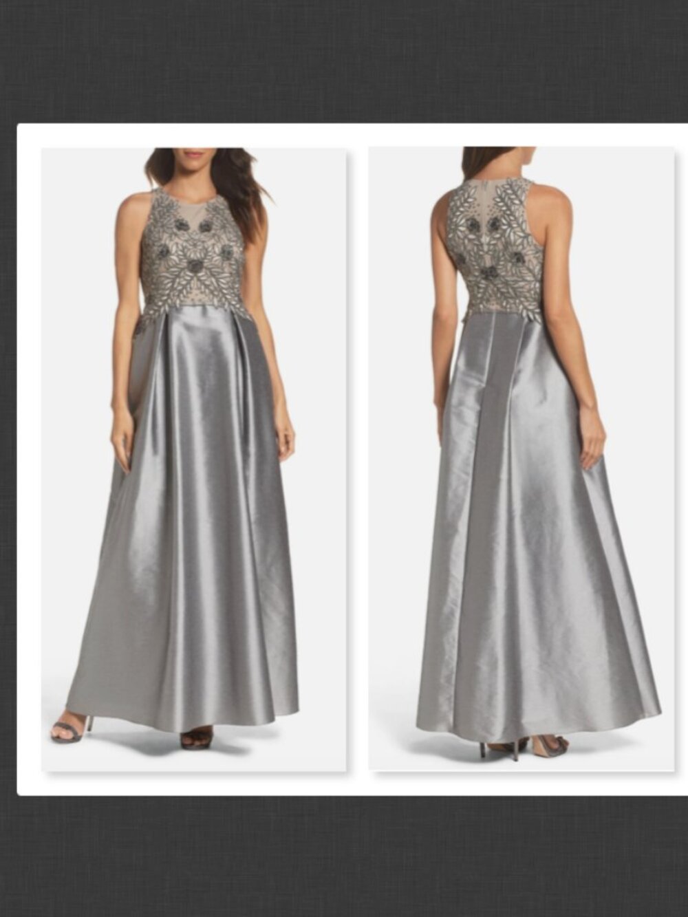 NWT $349 Adrianna Papell Embellished Mesh Faille Ball Gown Size 6